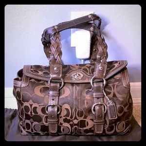 Brown vintage Coach purse with leather accent